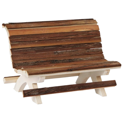 Banco de jardim rústico em madeira clara e escura