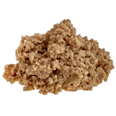 Grumo de quinoa cozida bege-dourada com textura granular.