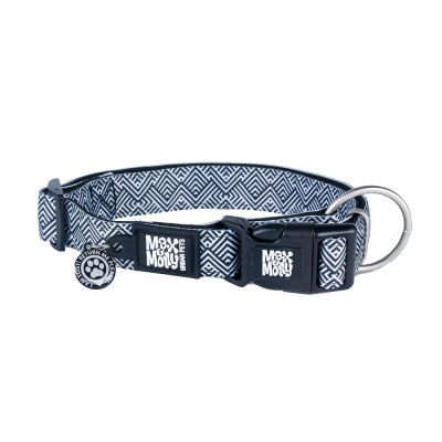 Coleira para cão Max & Mouy com padrão geométrico preto e branco