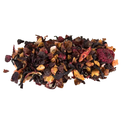 Mistura de chá de ervas com pedaços de frutas secas e flores