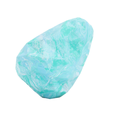 Pedra azul e verde água decorativa com textura translúcida