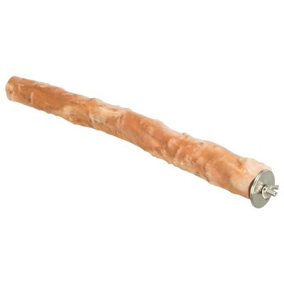 Poleiro de madeira natural para aves com suporte metálico