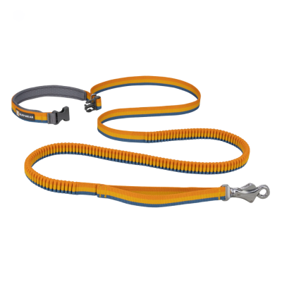 Coleira e trela para cão laranja, azul e cinza com mosquetão metálico