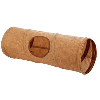 túnel bege para gatos com abertura circular