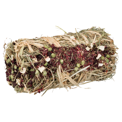 Rolinho de feno e vegetais secos para animais pequenos