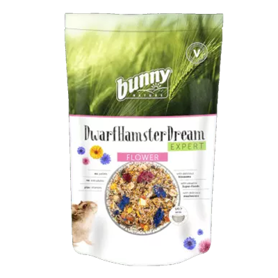 Embalagem de ração Bunny Nature para hamster anão com sementes e flores coloridas