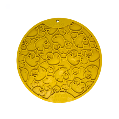 Tapete redondo amarelo com design de patinhos entrelaçados de silicone