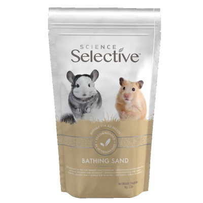 Pacote de areia para banho para roedores Science Selective com imagens de chinchila e hamster