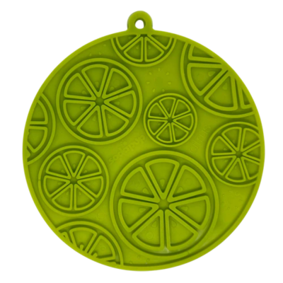 Suporte redondo de silicone verde com padrão de citrinos