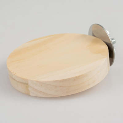 Disco de madeira redondo com porca metálica