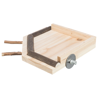 Base para ninho de pássaros em madeira com ramos e parafuso de fixação