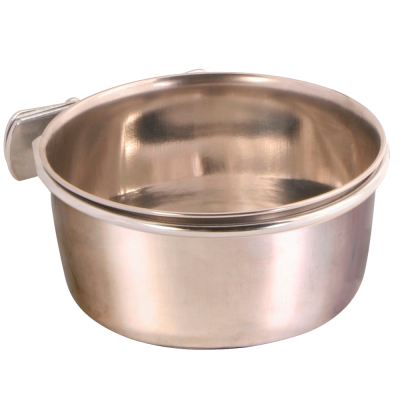 Tigela de aço inoxidável com suporte lateral branco