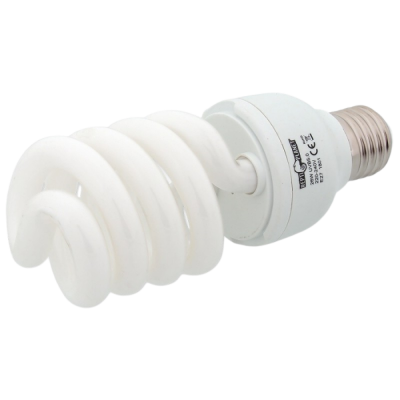 Lâmpada fluorescente compacta espiral branca com base metálica