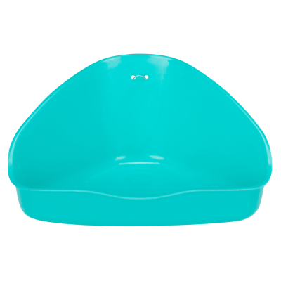 Cadeira de plástico azul-turquesa com formato arredondado