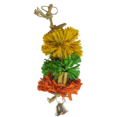 pendente decorativo com flores artificiais coloridas e sino