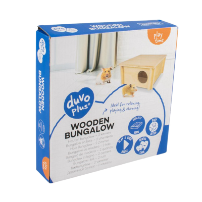 Caixa do bangalô de madeira duvo plus para pequenos roedores com fotos e descrições