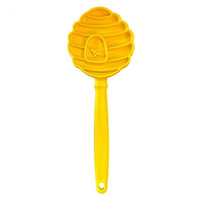 Colher de mel amarela em forma de colmeia de plástico