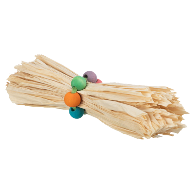 Maço de palha amarrado com bolas coloridas
