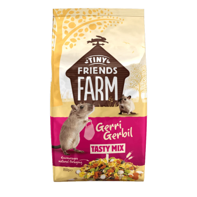 Embalagem de ração para gerbil Tiny Friends Farm Gerri Gerbil Tasty Mix 850g