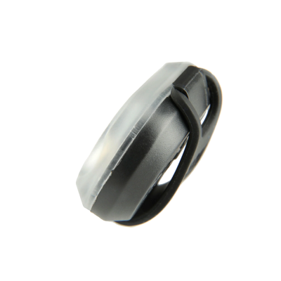 Pilha de botão preta e cinza com revestimento translúcido