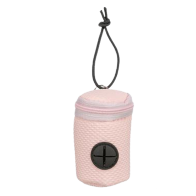 Estojo cor-de-rosa texturizado com fecho e alça preta para pendurar