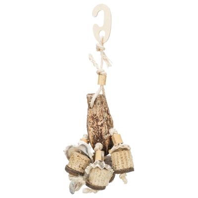 frasco de vidro âmbar com tampa de cortiça e corda branca pendurado