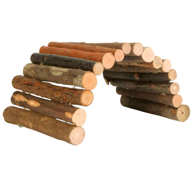 troncos de madeira empilhados formando um arco