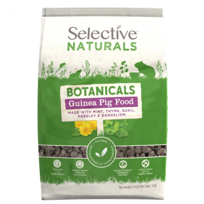 Pacote de comida para porquinhos-da-índia Selective Naturals Botanicals com plantas ilustradas