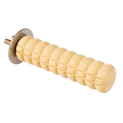 Perna móvel madeira clara texturada com parafuso e anel metálico