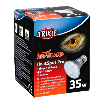 Caixa preta e azul de lâmpada halógena TRIXIE REPTILAND HeatSpot Pro 35W para terrários