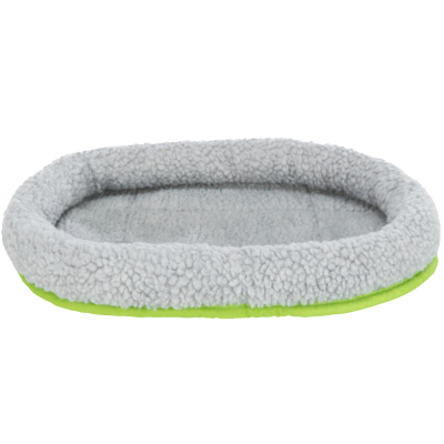Cama oval para animais cinza com base verde