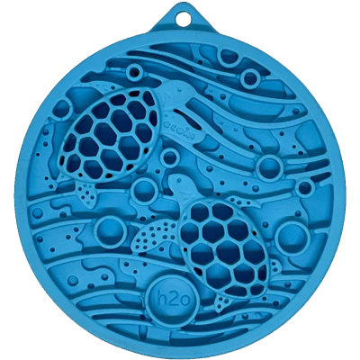 Pegboard redondo azul com padrão de tartarugas marinhas e bolhas