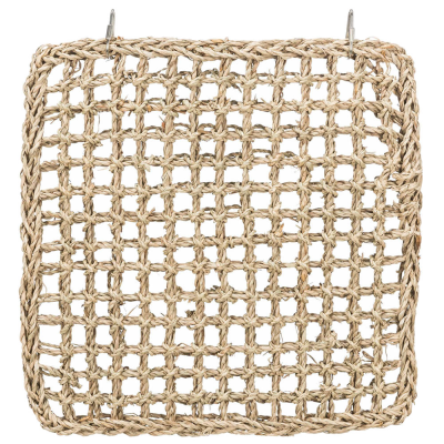 cadeira suspensa quadrada de fibras naturais trançadas bege