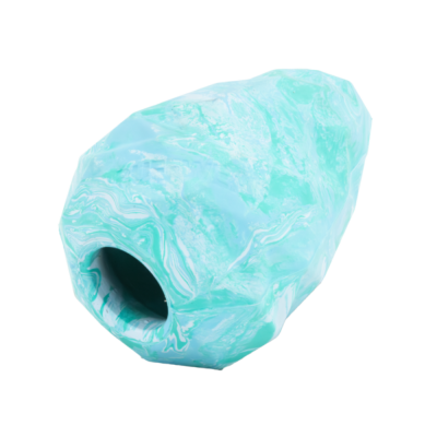 Vaso decorativo em cerâmica azul e verde com padrão marmoreado