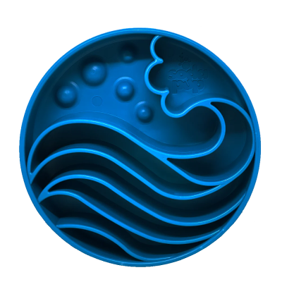 Prato azul com divisórias e texturas variadas