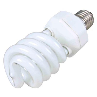 Lâmpada compacta fluorescente branca com base metálica em espiral