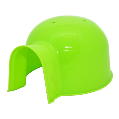 Capacete plástico verde fluorescente com abertura frontal