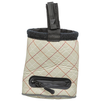 Bolsa para acessórios acolchoada bege com padrão quadriculado e fecho de correr preto