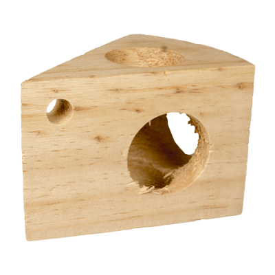 Bloco de madeira com dois buracos redondos