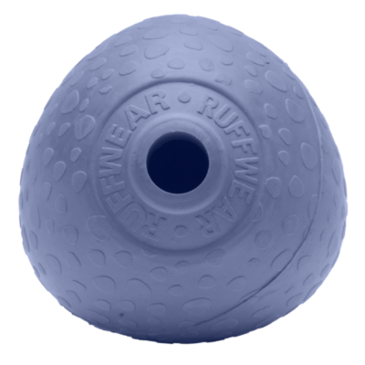 Bola de brinquedo para cães azul com textura e texto RUFFWEAR