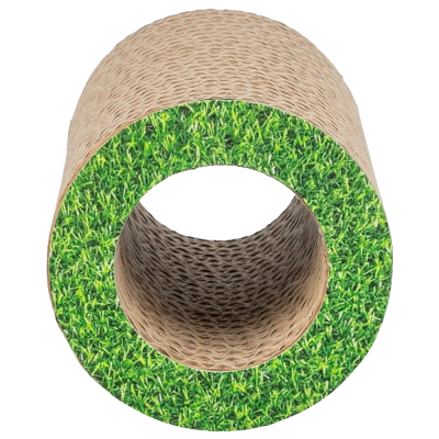 Rolo cilíndrico com padrão de relva verde na borda