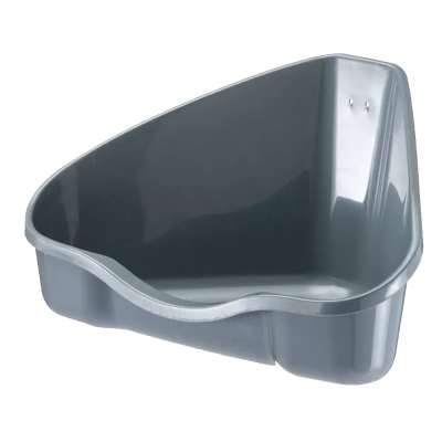 Bacia sanitária de canto para gatos em plástico cinza