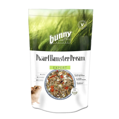 Embalagem de alimento para hamster anão Bunny Nature com imagem de grãos e hamster