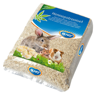 Embalagem de aparas de cânhamo para pequenos animais com imagens de coelho, hamster e porquinho-da-índia