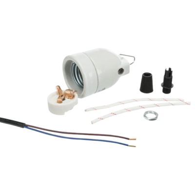 soquete de lâmpada branco com fios e acessórios