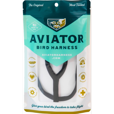 Embalagem plástica transparente com alça preta para pássaros Aviator Bird Harness