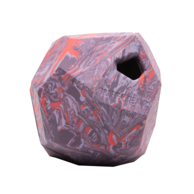 Peso de exercício marmoreado roxo e laranja com orifício pentagonal para agarrar