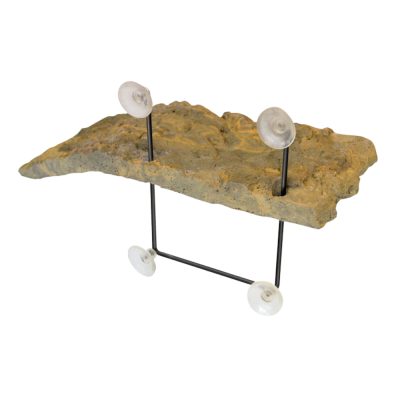 Suporte decorativo com base de pedra castanha e ventosas transparentes