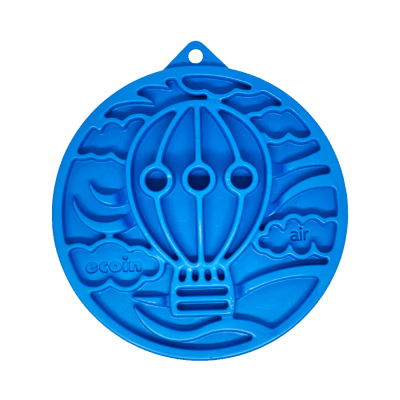 Forma de silicone azul com design de balão de ar quente e nuvens