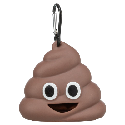 Chaveiro emoji cocó castanho com olhos e boca sorridente